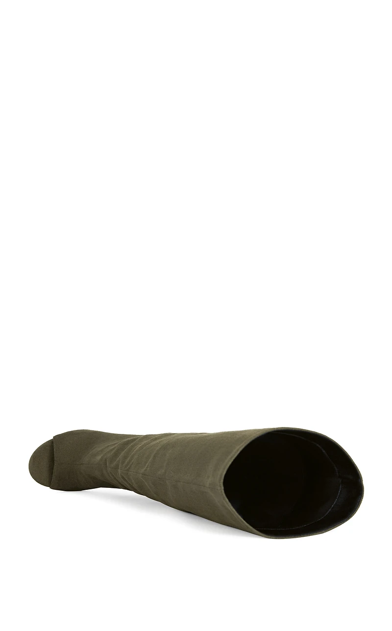 AZALEA WANG Women's Vincent Olive Faux Suede Peep Toe Wedge Heels