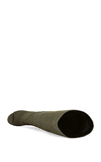 AZALEA WANG Women's Vincent Olive Faux Suede Peep Toe Wedge Heels