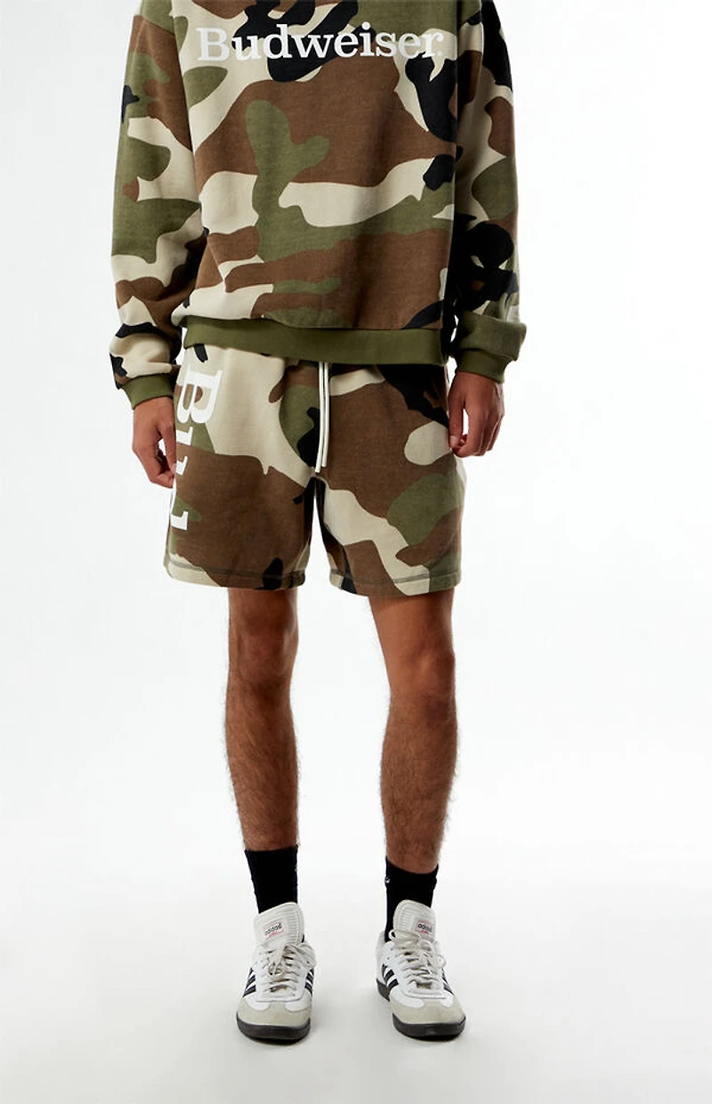 Budweiser By Pacsun Camo Serif Fleece Sweat Shorts