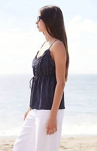 John Galt Blue Polka Dot Tank Top