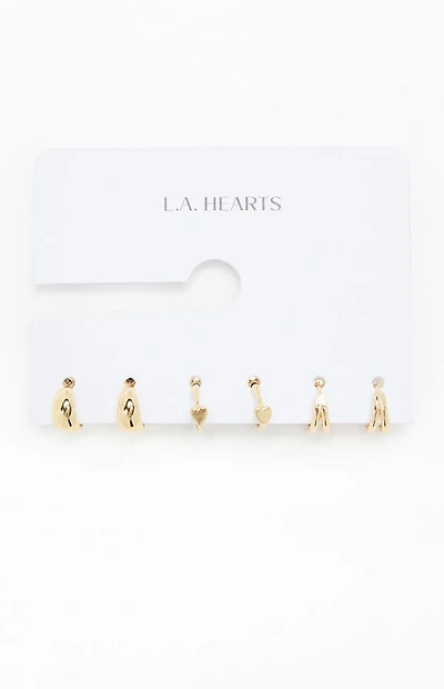 LA Hearts 3 Pack Delicate Hoop Earrings