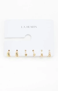 LA Hearts 3 Pack Delicate Hoop Earrings
