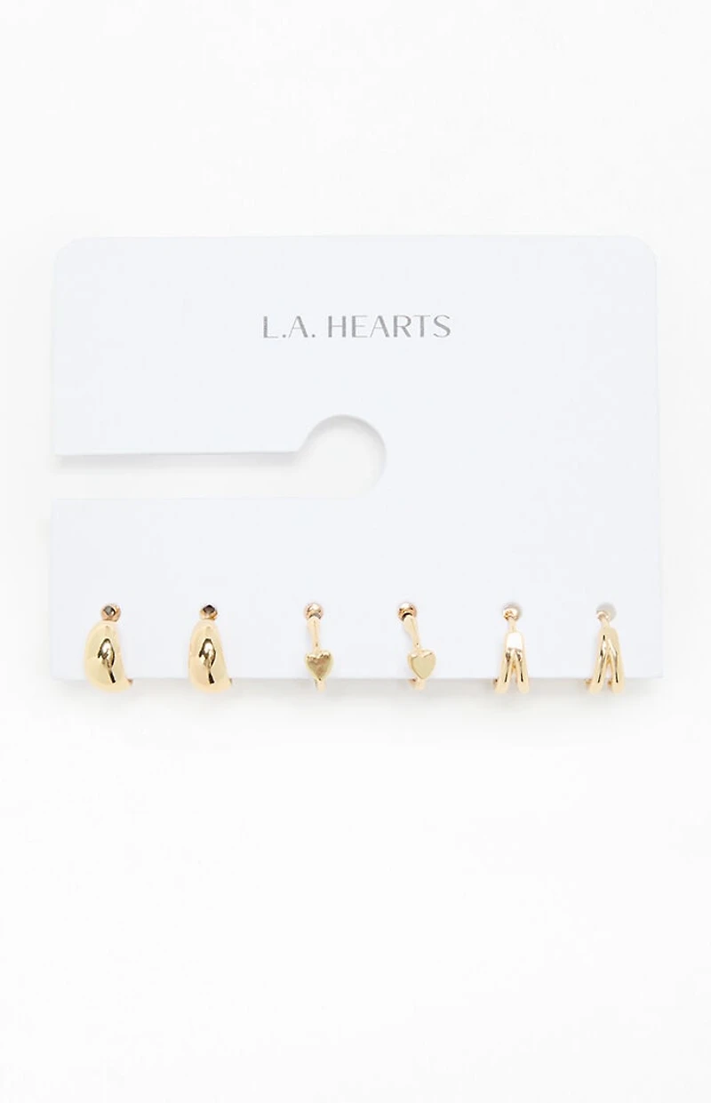 LA Hearts 3 Pack Delicate Hoop Earrings
