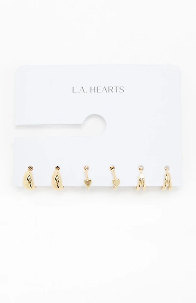 LA Hearts 3 Pack Delicate Hoop Earrings
