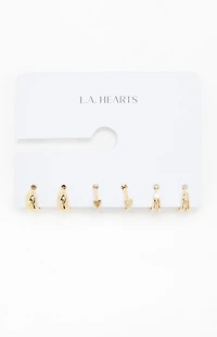 LA Hearts 3 Pack Delicate Hoop Earrings