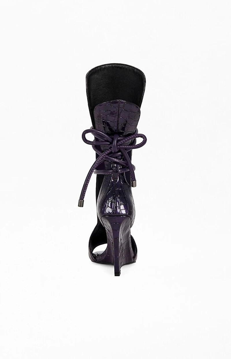 AZALEA WANG Women's Douma Purple Croc Wedge Sandals