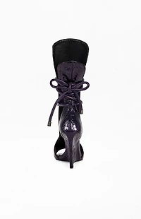 AZALEA WANG Women's Douma Purple Croc Wedge Sandals