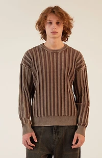 Pacsun Brown Wide Ribbed Knit Crew Neck Sweater