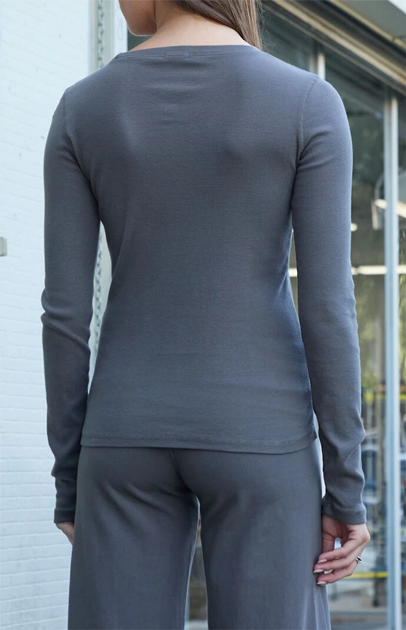John Galt Taupe Basic Long Sleeve Top