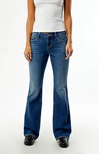Pacsun Jade Low Rise Bootcut Jeans Pocket Studs Dark Blue