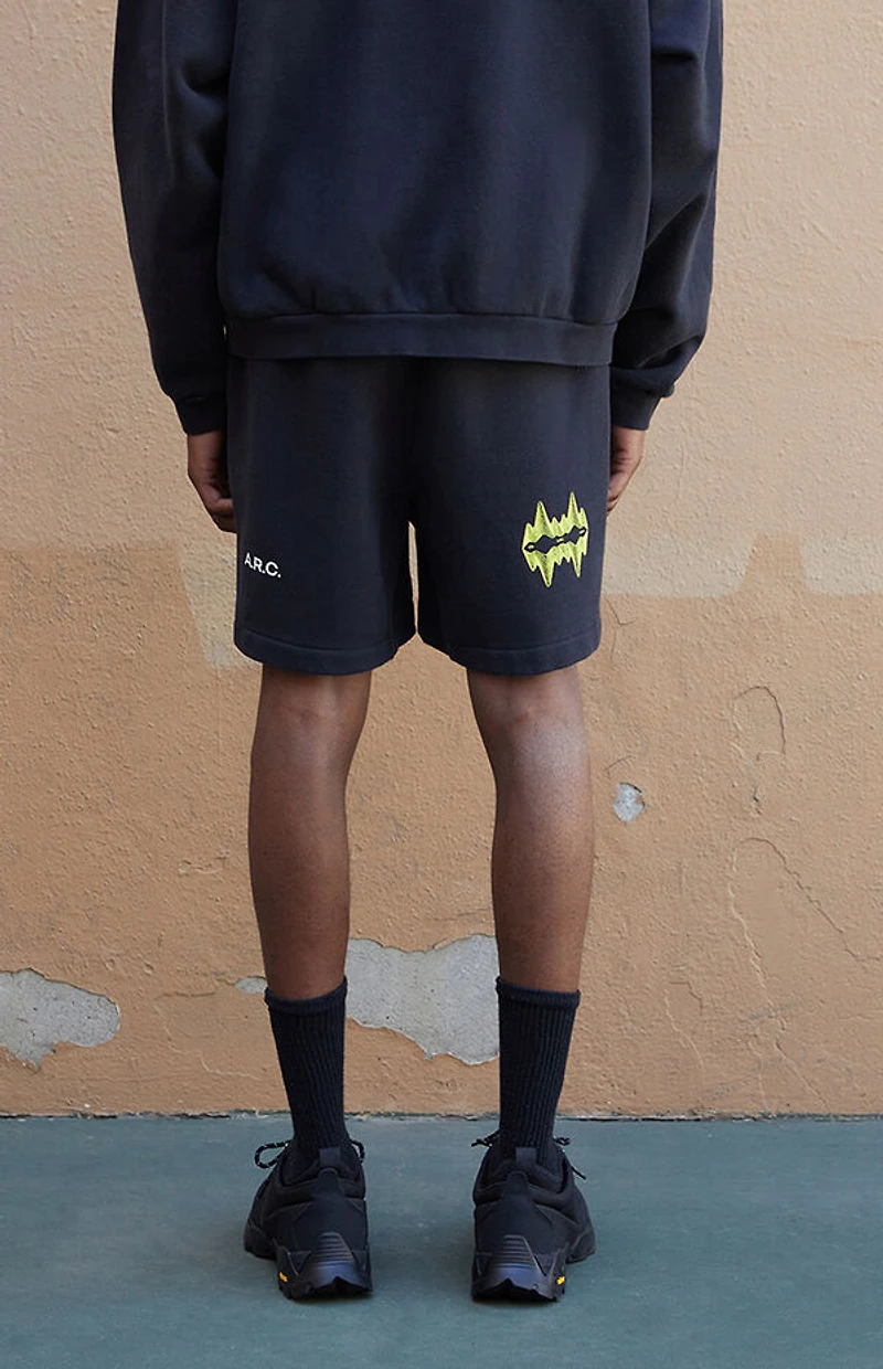 A.R.C. Black Vintage Wash Heavyweight Fleece Sweat Shorts