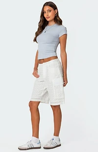 Edikted Eyelet Cargo Bermuda Shorts