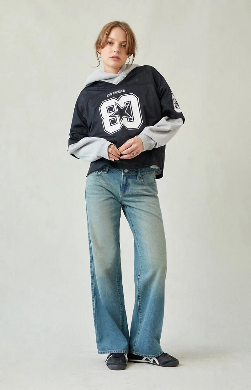 Pacsun Zoe Low Rise Girlfriend Jeans Medium Blue Tint