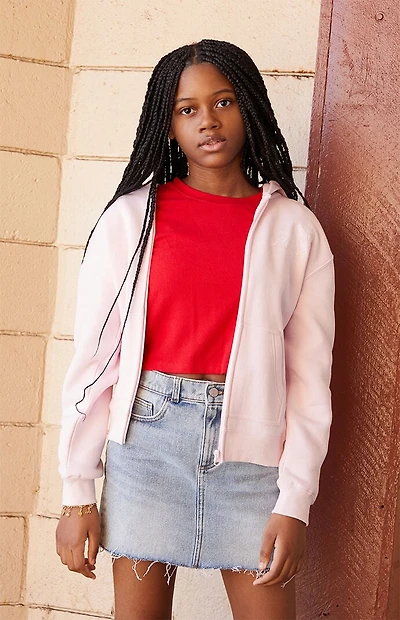 Pacsun Kids Rose Embroidered Full Zip Hoodie