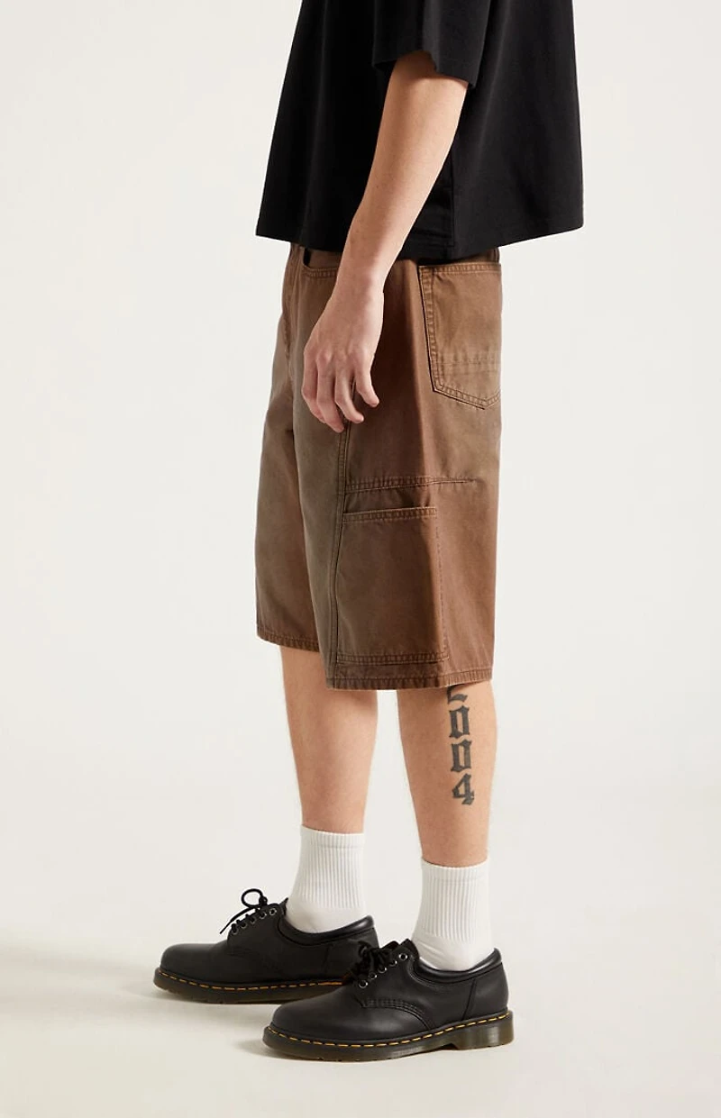 Pacsun Austin Extreme Baggy Denim Shorts Darted Brown