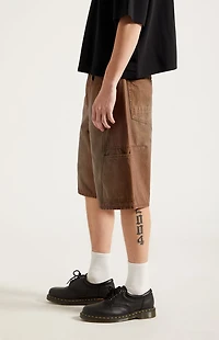 Pacsun Austin Extreme Baggy Denim Shorts Darted Brown