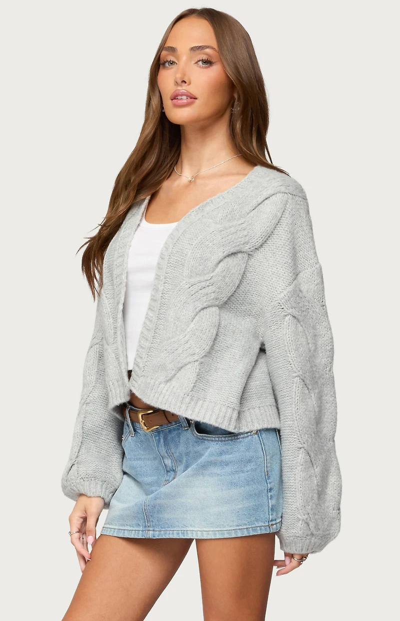 Edikted Braiden Chunky Cable Knit Cardigan