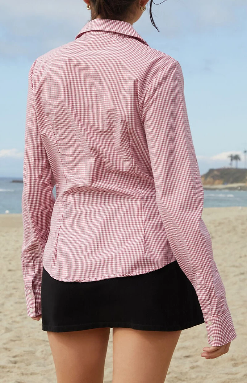 John Galt Red Millie Plaid Long Sleeve Shirt