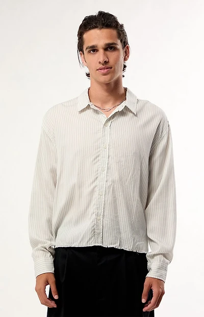 Pacsun Striped Visible Oxford Long Sleeve Cropped Shirt