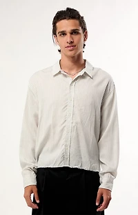 Pacsun Striped Visible Oxford Long Sleeve Cropped Shirt