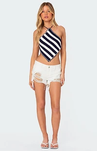Edikted Matilda Low Rise Distressed Denim Shorts