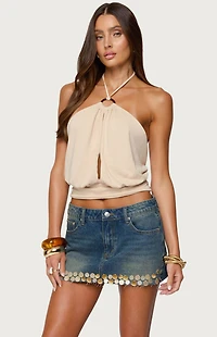 Edikted Khalia Backless Cut Out Halter Top