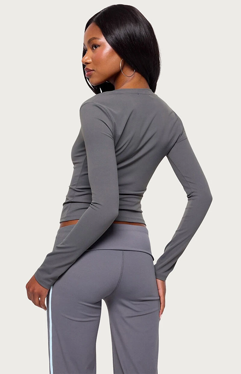 Edikted Ferne Long Sleeve V Neck Top