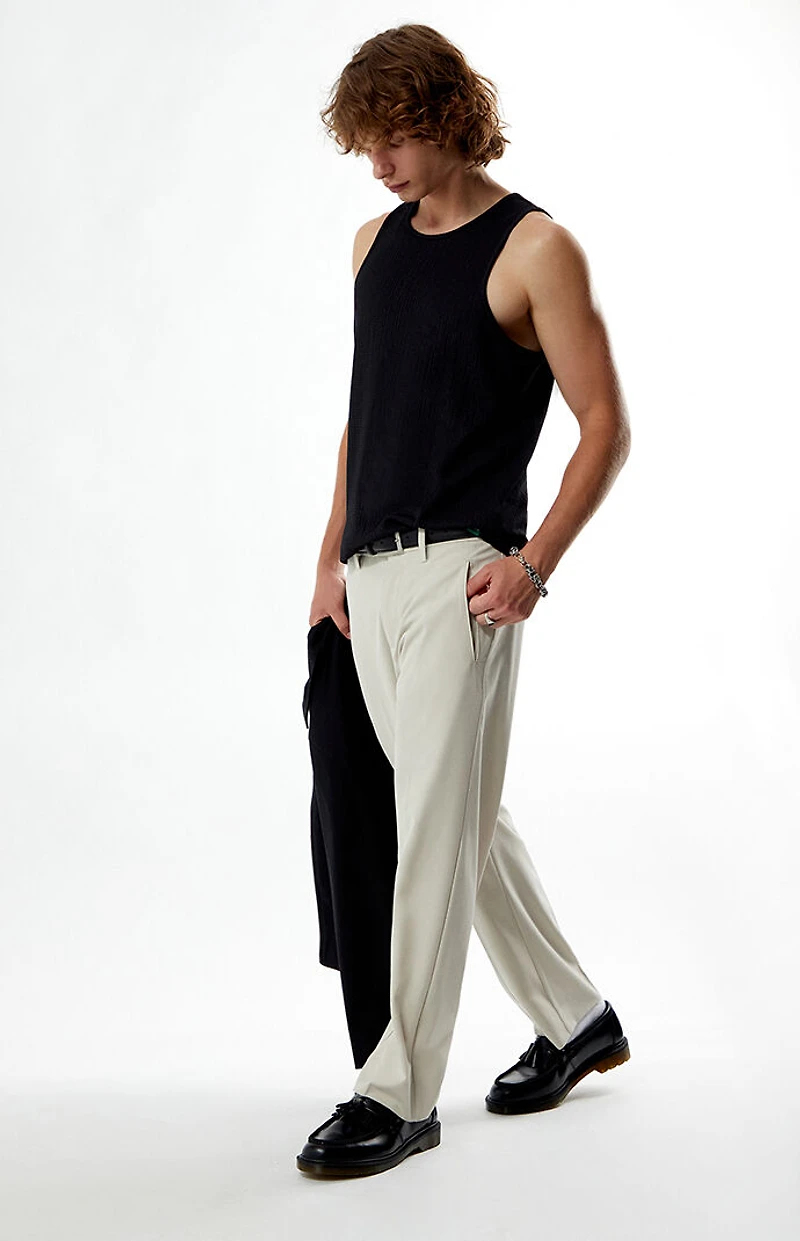 FIELD OF STUDY by Pacsun Cream Straight Trousers