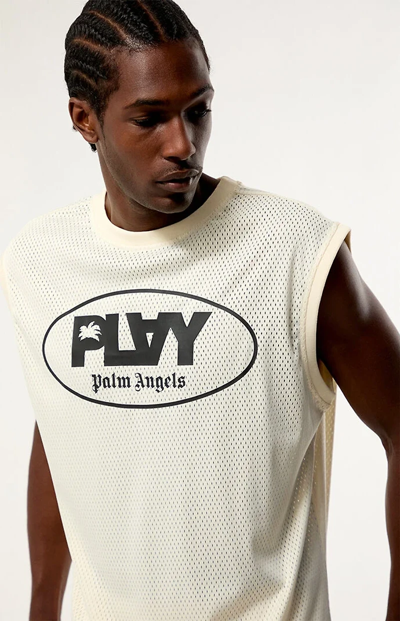 PLAY PALM ANGELS Mesh Logo Relaxed Boxy Muscle Tank