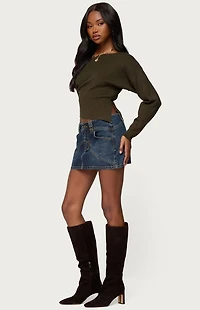 Edikted Chenelle Asymmetric Off Shoulder Sweater