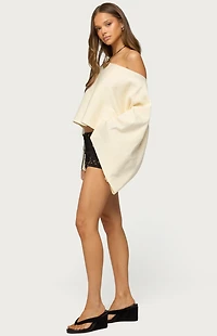 Edikted Sharla Off Shoulder Poncho Sweater