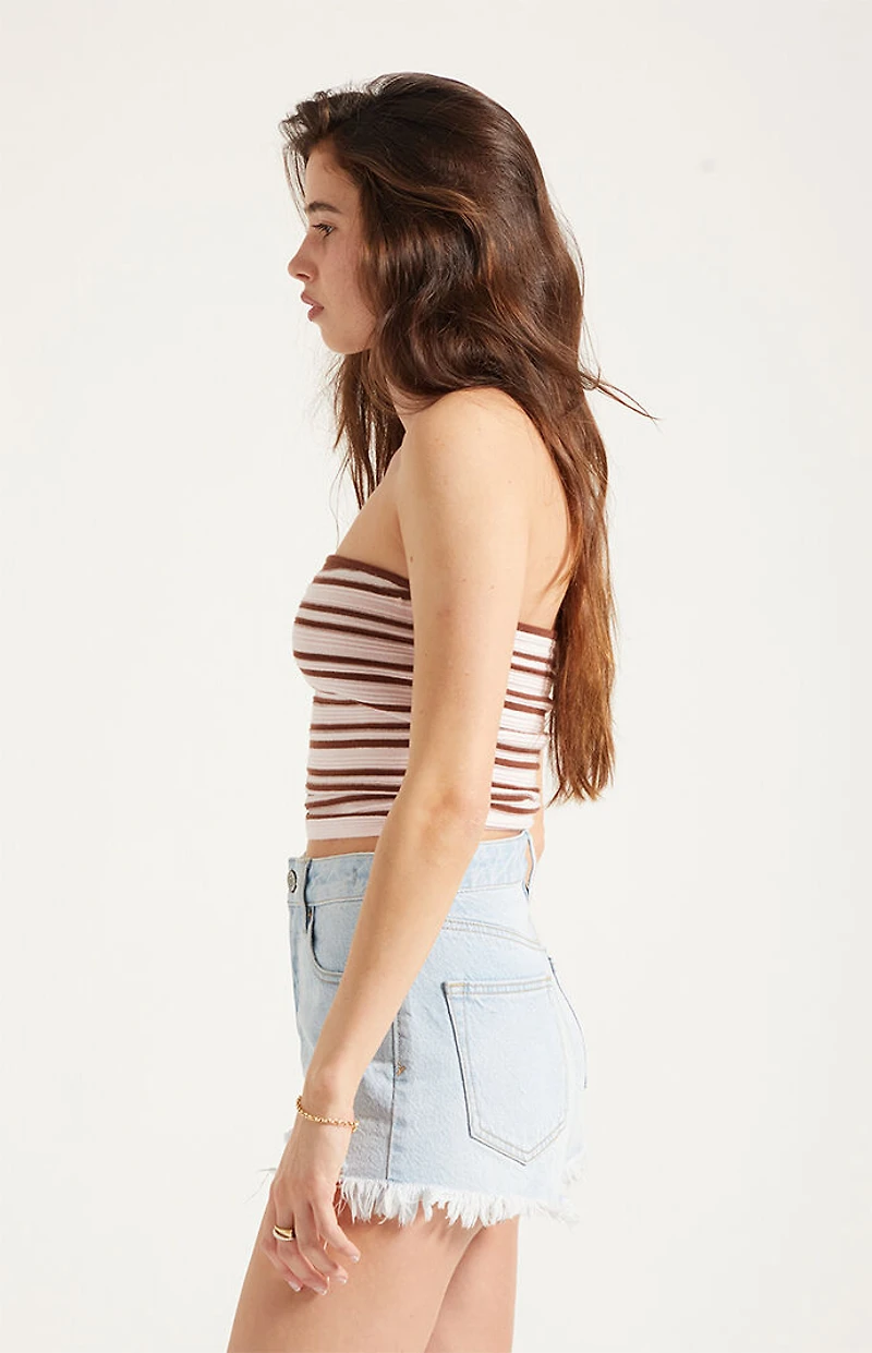 Pacsun Ivy High Waisted Denim Festival Shorts Ripped Button Fly Light Blue