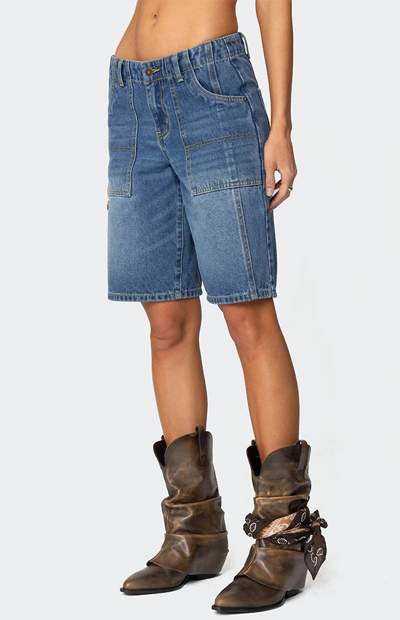 Edikted Tris Low Rise Denim Bermuda Shorts