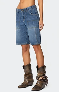 Edikted Tris Low Rise Denim Bermuda Shorts