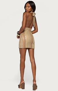Edikted Franki Striped Sequin Mini Dress