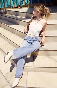 John Galt White Halter Top