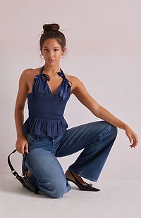 Beverly and Beck Bow Front Halter Top