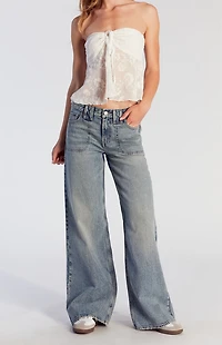 Pacsun Lena Low Rise Super Baggy Jeans Light Indigo Tinted