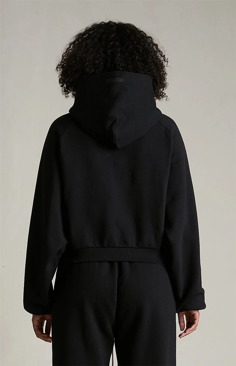 Fear of God ESSENTIALS Women's Black Fleece Cropped Hoodie
