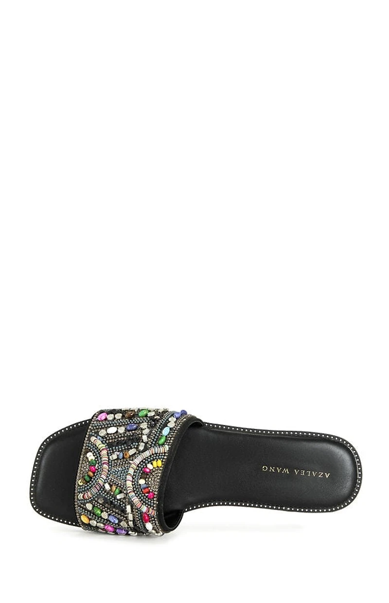 AZALEA WANG Women's Black Essere Flat Sandals