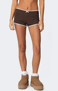 Edikted Juliana Polka Dot Ribbed Shorts