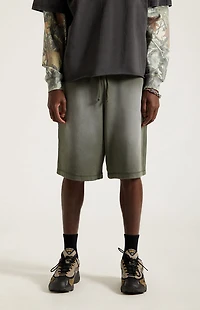 Pacsun Washed Green Fleece Baggy Sweat Shorts