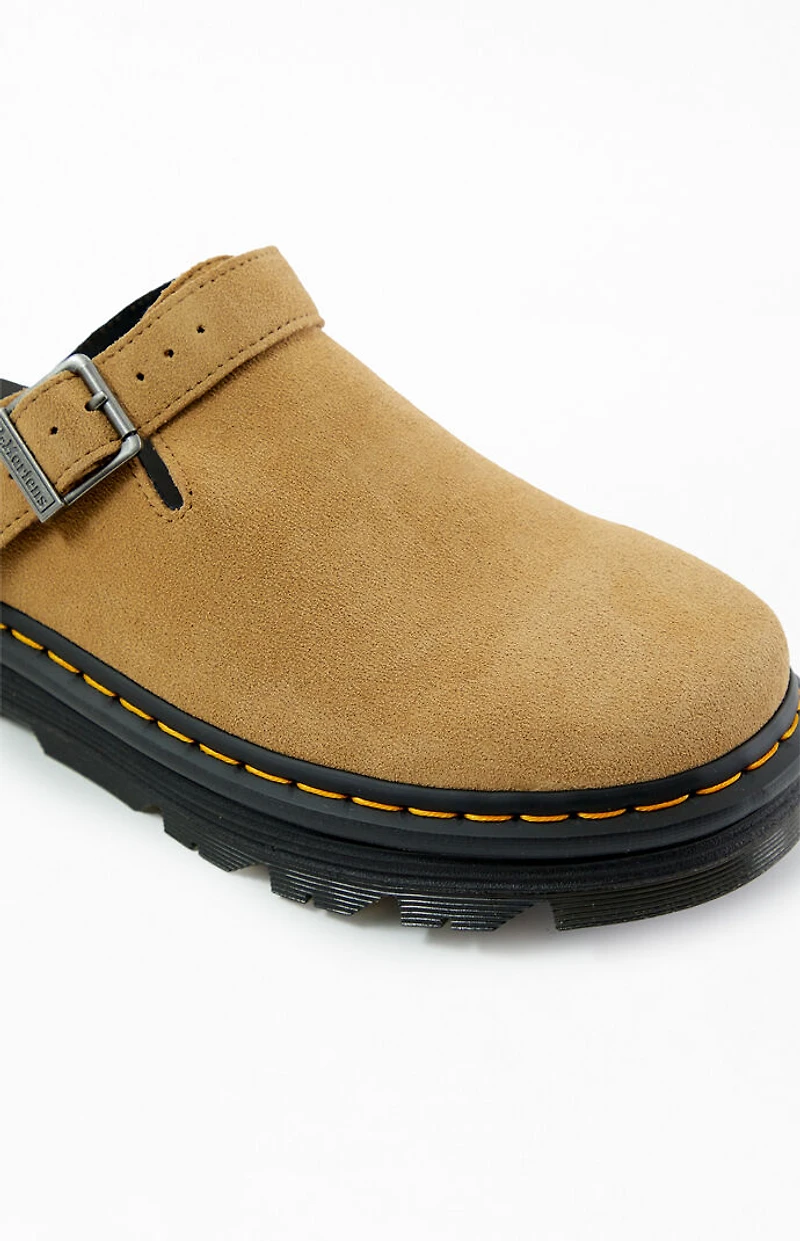 Dr Martens Tan Zebzag Suede Slingback Platform Mules