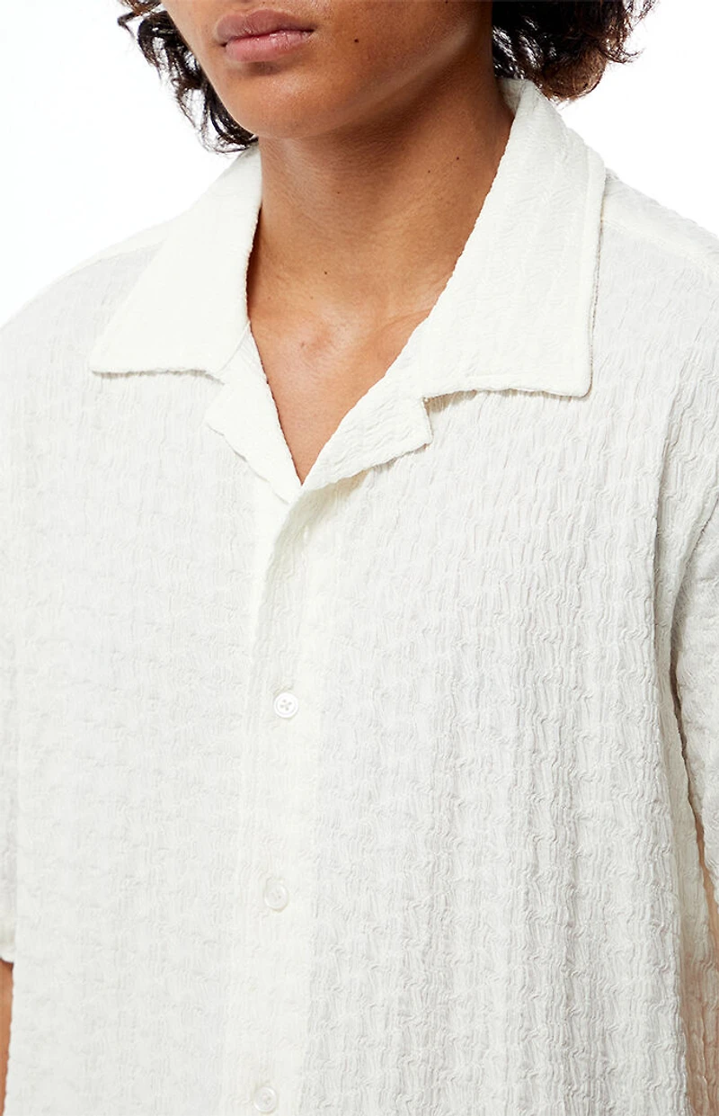 Pacsun Cream Pointelle Camp Shirt