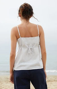 John Galt Light Blue Linen Edith Tank Top