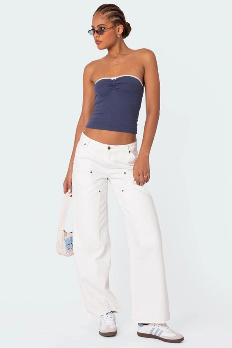 Edikted Kacey Strapless Waffle Top