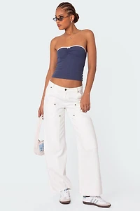 Edikted Kacey Strapless Waffle Top