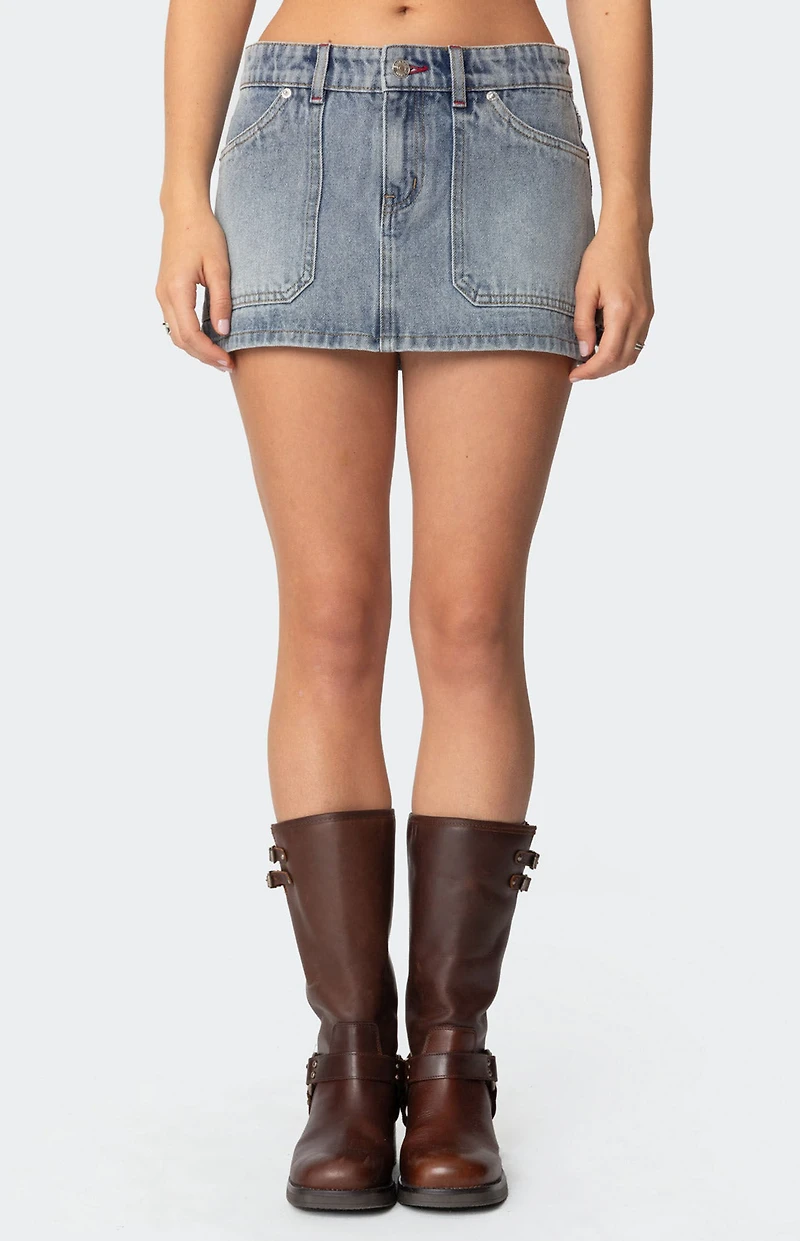Edikted Gigi Carpenter Denim Mini Skirt