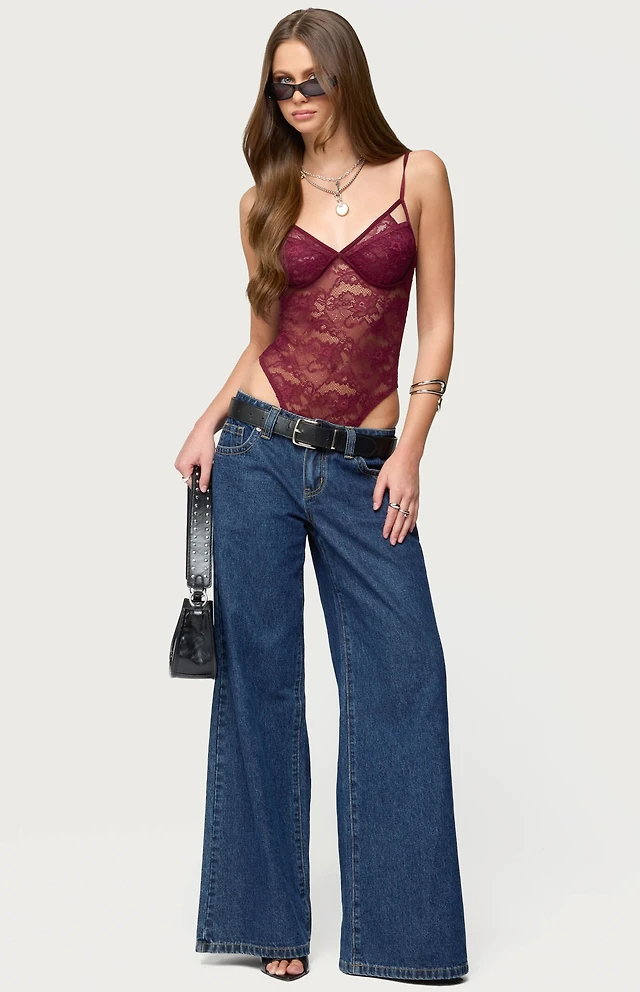 Edikted Strappy Sheer Lace Bodysuit