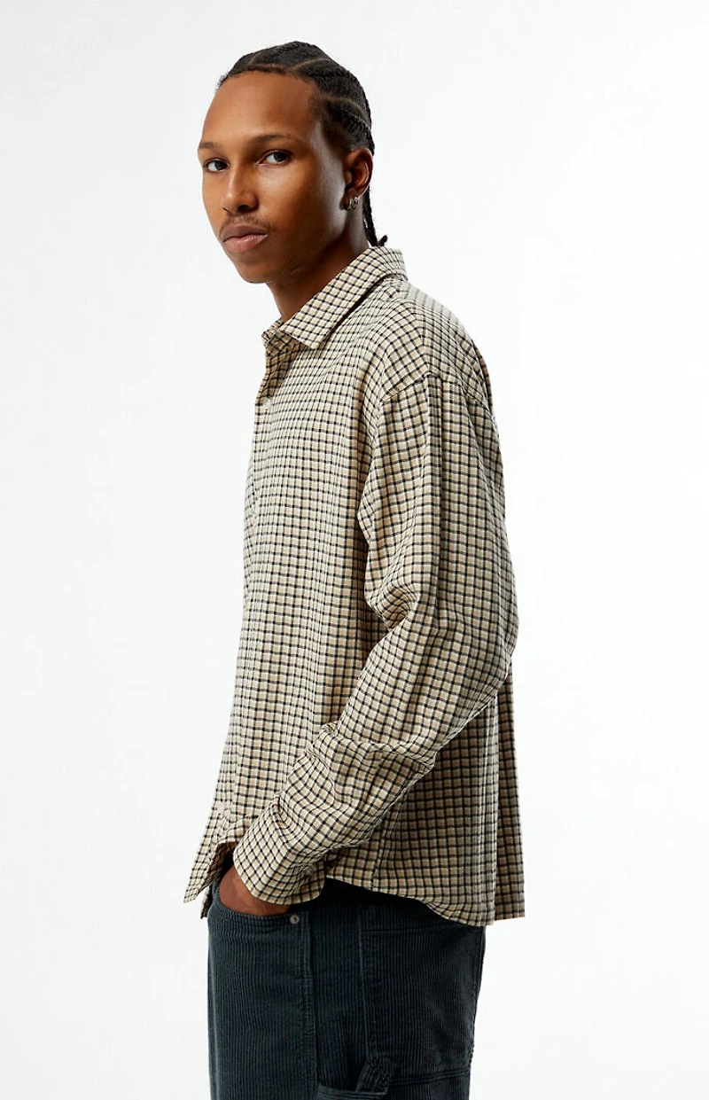 Pacsun Plaid Cropped Flannel Long Sleeve Shirt